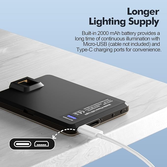 Selfie Light Portable 60 LED Rechargeable Video Conference Fill with Front & Back Clip and Adjusted 3 Modes for Phone, iPhone, IPad, Camera, Laptop, TikTok, Makeup, Live Stream, Vlog