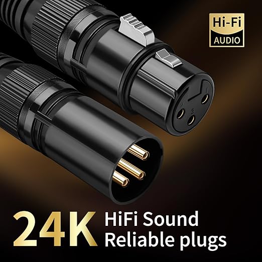 Audiophile HiFi Audio XLR Cables - 2XLR,9.84ft,15 AWG,4N OFC Core,Gold-Plated Plugs,with Nylon Braid,Subwoofer Cable,Compatible with CD Player,AMP,Speaker& Effect Processor(9.84ft/3m) 2-Pack