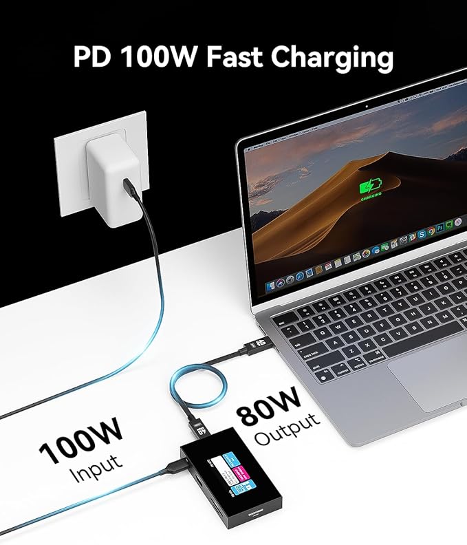 DOCKCASE Smart 8-in-1 CFexpress Type B/Type A Card Reader with Touch Screen | UHS-II SD/microSD Slots, 4K HDMI, USB-C & USB-A 3.2 Gen 2 (10Gbps), 100W PD for Filmmakers, Photographers & Creators