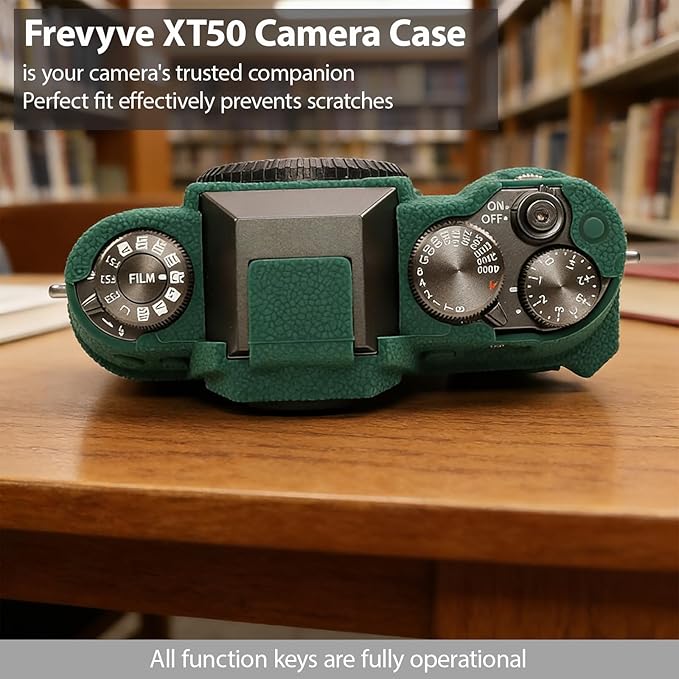 Frevyve Case for Fujifilm X-T50 Body Camera, Skin, Anti-Scratch, Lightweight Sleeve, Fuji XT50 Soft Silicone Rubber Protective Cover for Fujifilm XT50 Camera Accessories (Dark-Green)