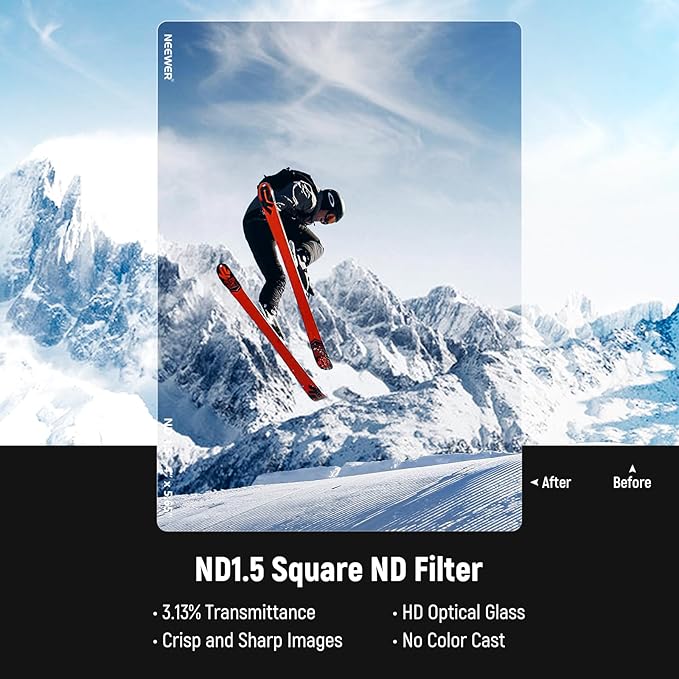 NEEWER ND1.5 (5 Stops) Square ND Filter, 4"x5.65" Dual Sided 30 Multi Nano Coated Cinema Neutral Density Filter for NEEWER Matte Box Compatible with Tilta Compatible with SmallRig
