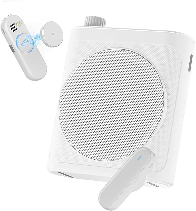 Tearstone Voice Amplifier for Teachers with Wireless Magnetic Lavalier Microphone, Bluetooth Portable Rechargeable Speaker, 2 Mics for Classroom, Meetings, Speeches, Outdoor (White)