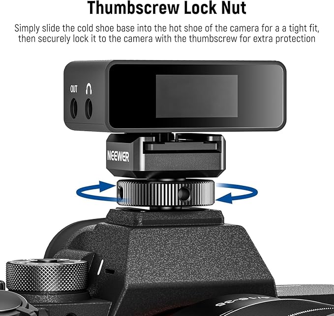 NEEWER 2PCS Cold Shoe Mount Adapter Compatible with DJI Hollyland Rode Wireless Lavalier Microphone Receiver, Anti Drop Mic Accessories with Retractable Pins, Metal Camera Cage Mount Adapter, UA030