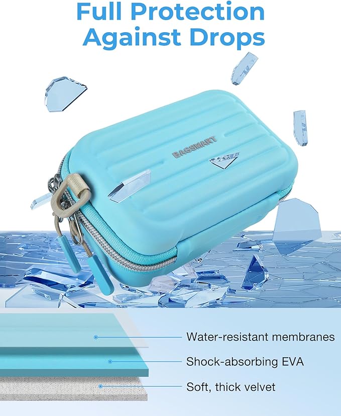 BAGSMART Digital Camera Case, Protective & Waterproof Small Camera Case with Shoulder Strap, Lightweight Camera Sling Bag for Canon PowerShot ELPH 180/190 / Sony DSCW800/DSCW830 - Blue