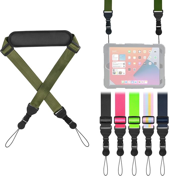 Universal Shoulder Strap, Neoprene Padded Bag Strap with Double Adjustable Buckles, Comfortable Neck Lanyard for Camera, Cellphone Tablet,iPad, Laptop, Binocular, Luggage Bag(Army Green)