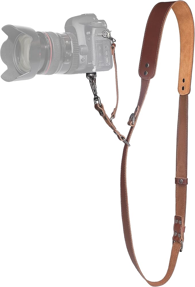 Padwa Lifestyle Dark Brown Single Camera Harness Strap for One Camera - Professional Single Full Grain Leather Cowhide Camera Harness,Quick Release Gear DSLR Camera Straps for Photographers