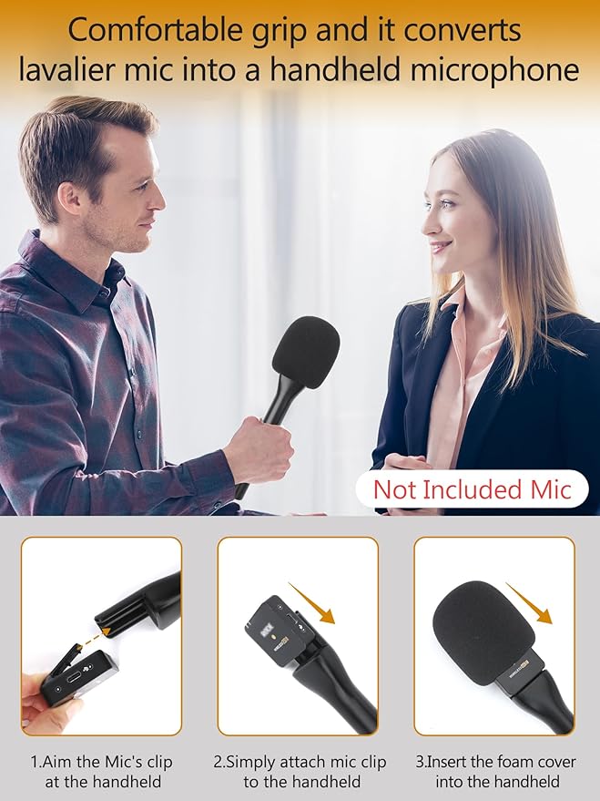 YOUSHARES Interview Microphone Handheld Adaptor for Rode Wireless Go II/Wireless PRO/Wireless ME/DJI Mic/DJI Mic 2