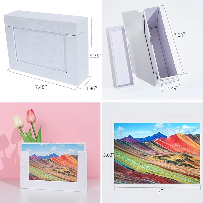 Aiuonenian Storage Box 5x7, Cardboard Boxes for Small Family & Couple Photos, Gift Boxes, Silver White