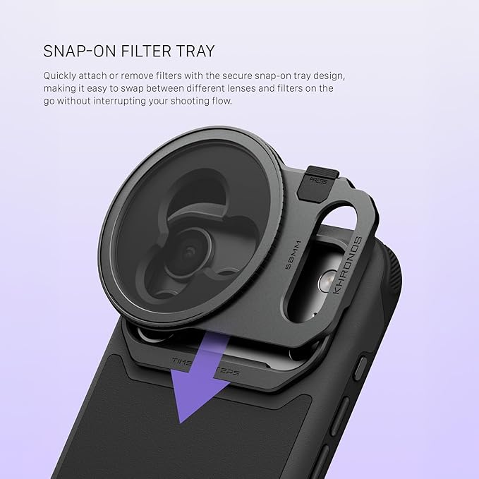 Tilta Khronos Lite Handheld Kit Compatible with iPhone 17 Pro Max– Black | Case with Kickstand | Bluetooth Control Handle | 58mm Filter Tray | Magnetic Backplate | Screen Protector