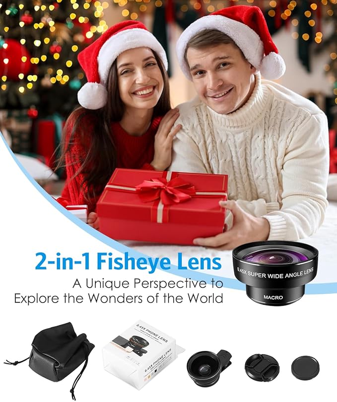AMIR Phone Camera Lens, 0.45X Super Wide Angle Lens for iPhone Lens Kit, 15X Macro Clip-On 2 in 1 Professional Lens Kit for iPhone, Samsung, Google and Most of Android