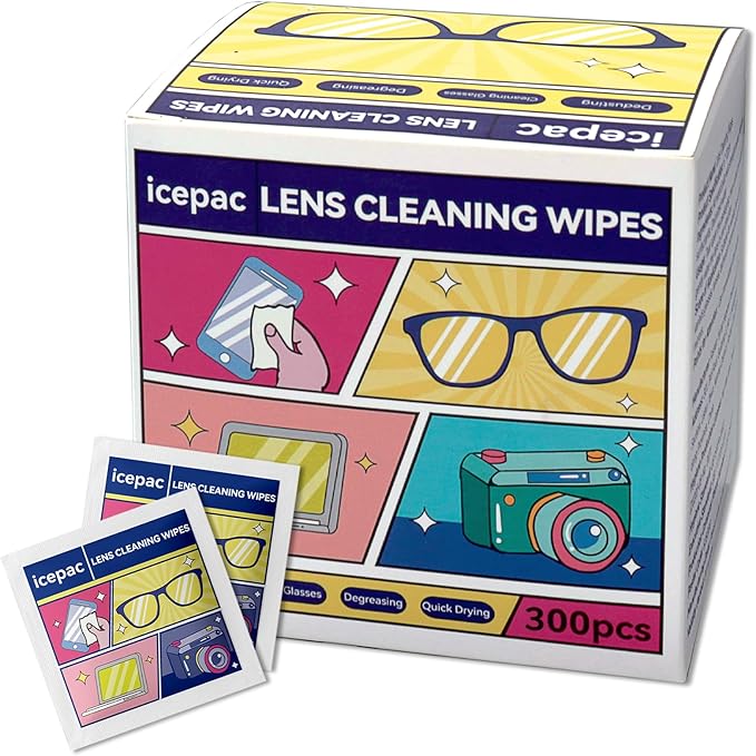 300 Count Lens Wipes for Eyeglasses, Eyeglass Lens Cleaning Wipes Pre-moistened Individually Wrapped Sracth-Free Streak-Free Eye Glasses Cleaner Wipes for Sunglass, Camera Lens, Goggles