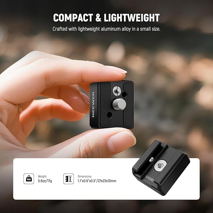 NEEWER Cold Shoe Mount Adapter Set (2 Pack), 1/4" Screw, Spring Loaded Anti Off Pins for ARRI, Compatible with DJI Mic Transmitter, Flash, Monitor Mount, LED Panel Light, Magic Arm, Tripod, UA080