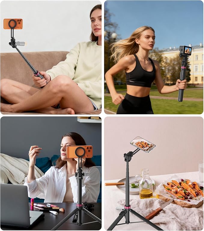69" Magnetic Phone Tripod,Selfie Stick Monopod for Magsafe with Remote & Phone Holder,Portable Tripod for iPhone/Android,Portable Camera,Photo,Vlogging,Live Streaming,Travel