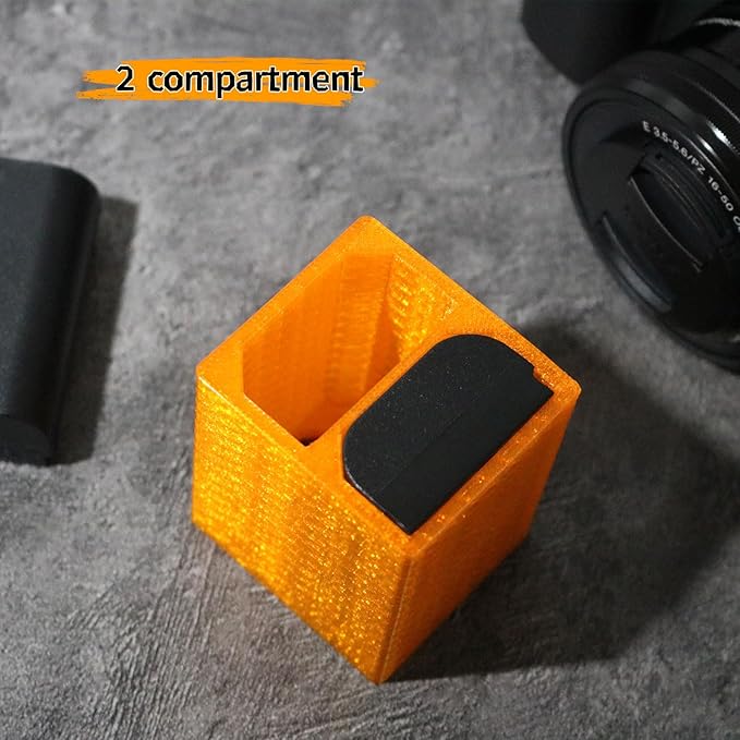 LingoFoto 2PCS Camera Battery Storage Soft Case with 2 Warehouses for Canon LP-E6/LP-E6N/LP-E6NH Camera Battery Protective Pack Case Holder (Orange,Double warehouse)