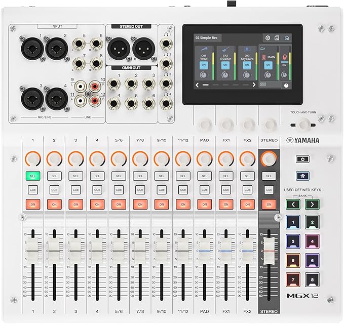 Yamaha MGX12V 18ch Digital Mixing Console, Dual USB-C Audio/Video Interface, Includes Cubase Al, WaveLab Cast LE, Basic FX Suite and Steinberg Plus Software Bundle, White MGX12V W