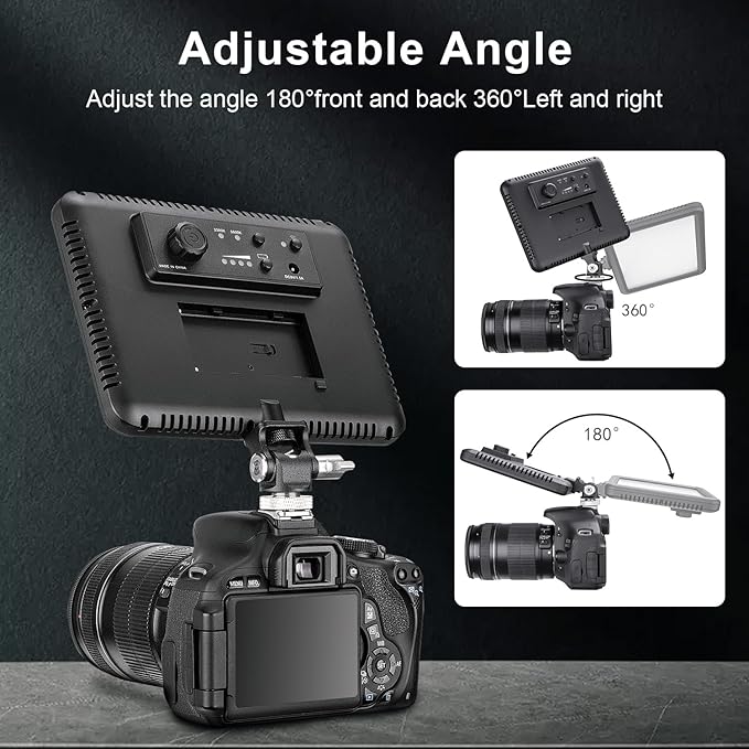 FOMITO Metal Camera Monitor Mount with 1/4" Serew and Cold Shoe, Rotary Adapter 360° Swivel Universal for Flash Speedlite, Field Monitor, LED Video Light, Microphone,etc- Gray Color