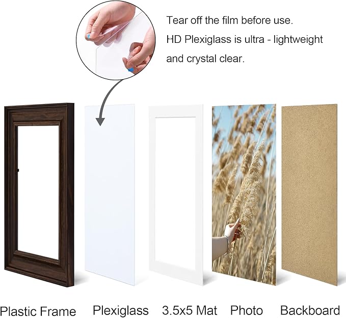 Vittanly 4x6 Picture Frames Set of 2, Ornate Vintage Photo Frame for Wall or Tabletop, Display 3.5x5 Pictures with Mat or 4x6 without Mat, Rustic Brown