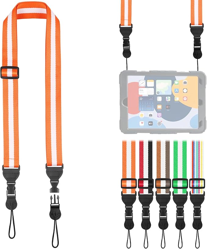 Adjustable Shoulder Strap, Comfortable for Camera Neck Lanyard iPad Strap iPad Strap for iPad, Camera, Binocular, Crossbody, Tablet, Laptop, Binocular, Luggage Bag(Orange & White A93)