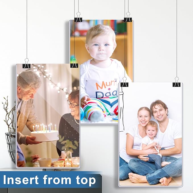 Henoyso 10 Pcs 8.5" x 14" Menu Cover Rigid Print Protectors Clear Heavy Duty Menu Holder Poster Protector Sleeve Hard Plastic Paper Sleeves for Page Sheet Photographs Document Birth Certificate