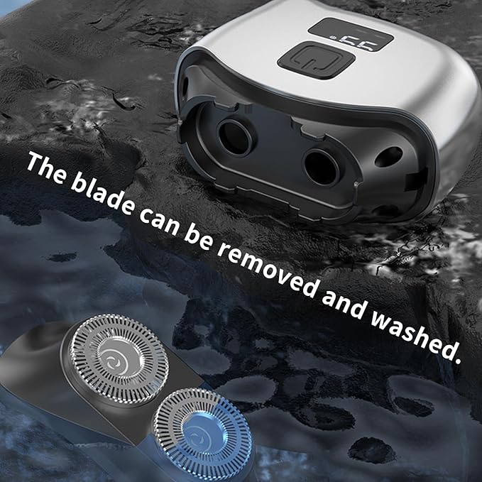 Pocket Shaver for Men, Small Electric Razor for Travel and Car, Double Track Cutter, Type-C Rechargeable, Washable Head Mini Shaver with LED Display