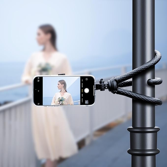 JJC Magnetic Flexible Phone Tripod for iPhone, Bendable Octopus Tripod with 1/4" Screw & Gopro Mount Compatible with iPhone Android Phone Gopro Digital Camera for Video Recording Vlogging
