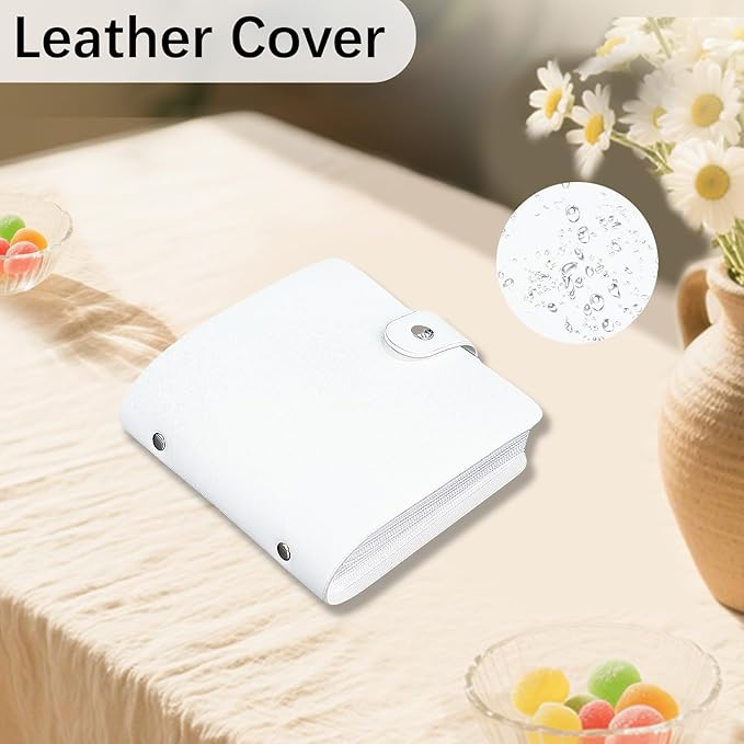 52 Pockets Mini Photo Album Fits Polaroid 600/i-Type/SX-70 Instant Film & Fujifilm Instax Wide 300/400 Instant Photos,PU Leather Cover 3.5x4.25 Inch Pictures Book (White)