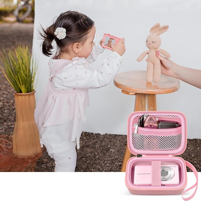 Digital Camera Case Compatible with VAHOIALD FHD 1080P/ for CAMKORY Digital Point and Shoot/for KODAK PIXPRO FZ45-BK 16MP Vlogging/for IWEUKJLO/for Nsoela, Holder for SD Card More- Pink (Box Only)