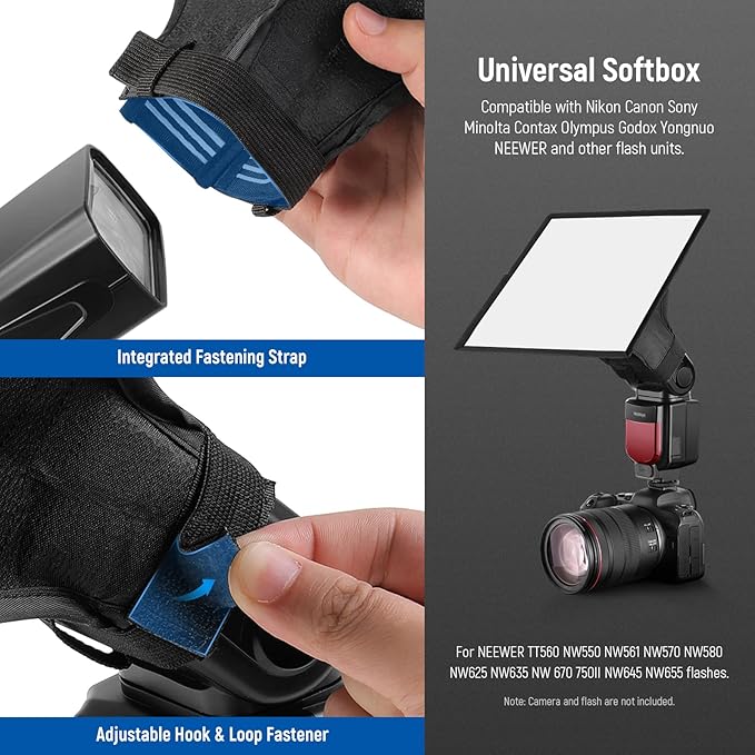 NEEWER 9"x7" Flash Diffuser Softbox — Universal Collapsible Speedlight Softbox for Canon, Nikon, Sony, Godox