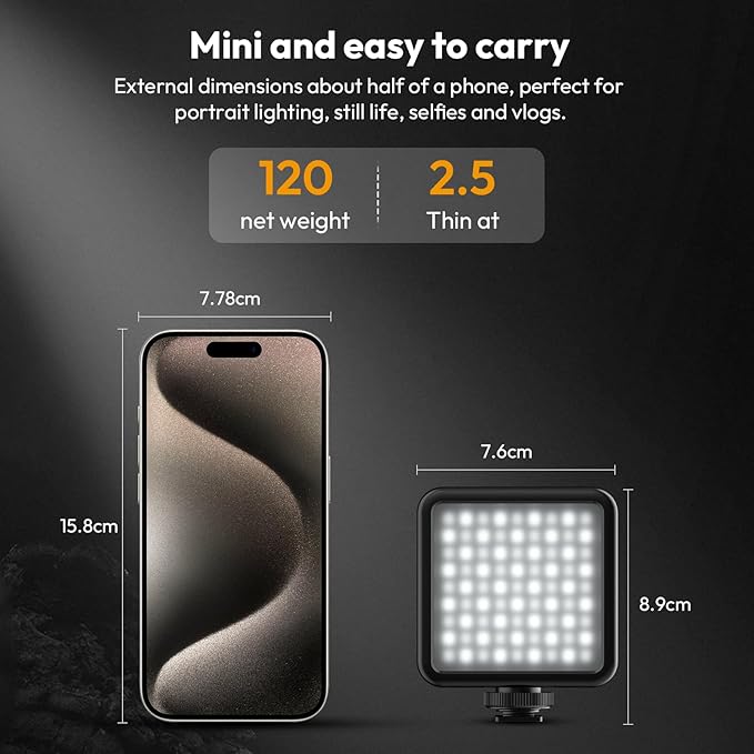 ULANZI VL-81 Camera Phone Selfie Light with Clip & Cold Shoe, 3200K-5600K CRI95 3000mAh Bi-Color Portable LED Video Light for iPhone, Cameras, Laptop, Selfie, Vlog, Filming, Video Conference, Webcam