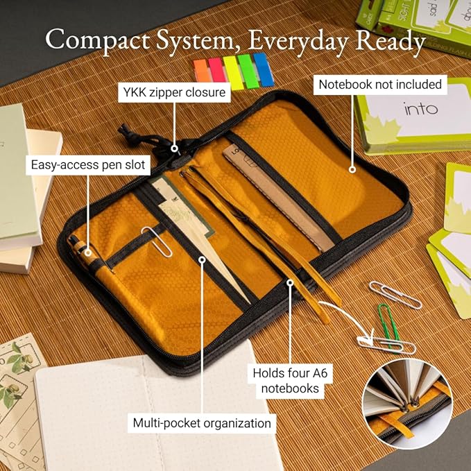 LOCHBY® Field Folio A6 | Zippered Notebook Cover | Water-Resistant Waxed Canvas | Ideal for Travel, Art, & Bullet Journals