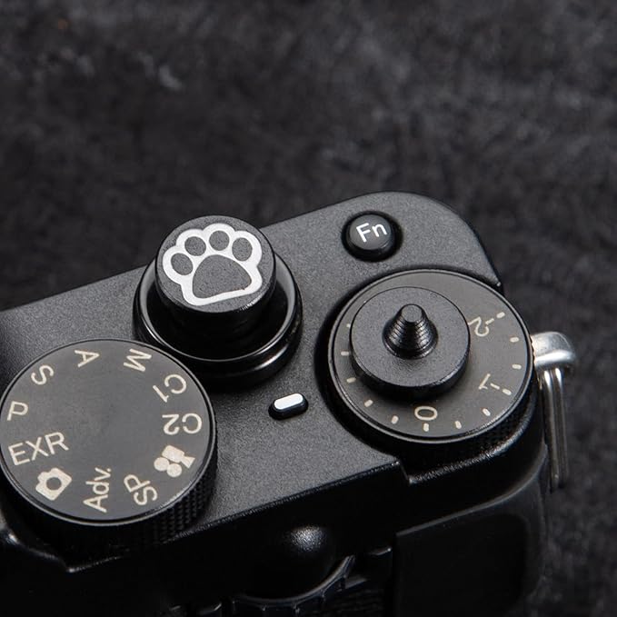 Camera Metal Hot Shoe Cover Shutter Buttons Protector Set for Fujifilm X100VI X100V X-M5 X-E5 X-T4 X-T3 for Leica Q for Olympus (CAT-Shutter Button)