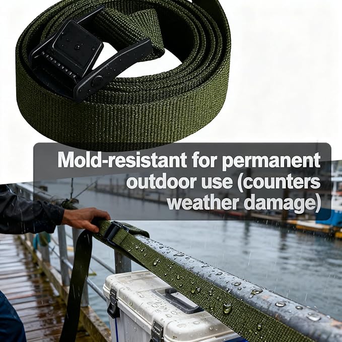 VRBELNI Trail Camera Strap Adjustable Long Outdoor Equipment Straps 6.5FT 6 Pack, Gear Hunting, 400 lbs Tension Stainless Steel Cargo Strap Lashing Locking Kayak, Surfboard, Truck, Bike, 6.5 Feet Each