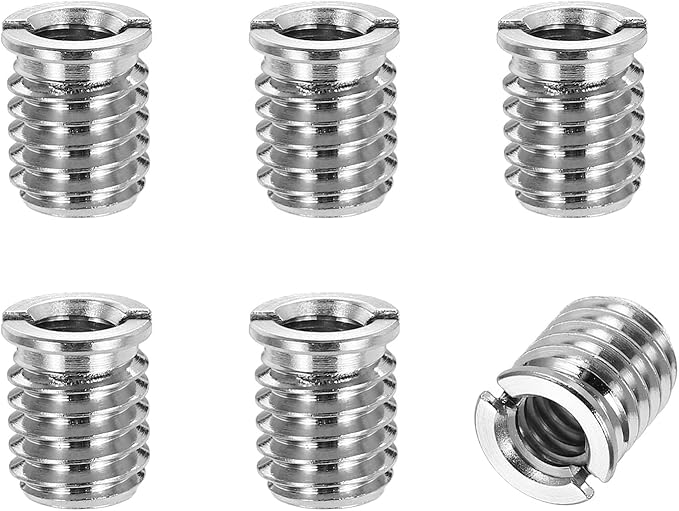 PATIKIL 6pcs 1/4" Female to 3/8" Male Thread Reducing Adapter Tripod Mount Screws Carbon Steel Adapter for Tripod Monopod of Camera Silver