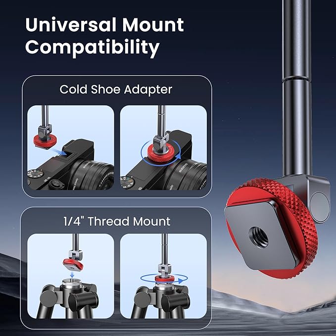 Itramax Magnetic Cold Shoe Phone Mount with 1/4"-20 Thread Hole,360° Rotation Adjustable iPhone Tripod Mount,Zinc Alloy Phone Holder for iPhone 17 Air 16 15,Camera Monitoring,Stabilizers,Photography