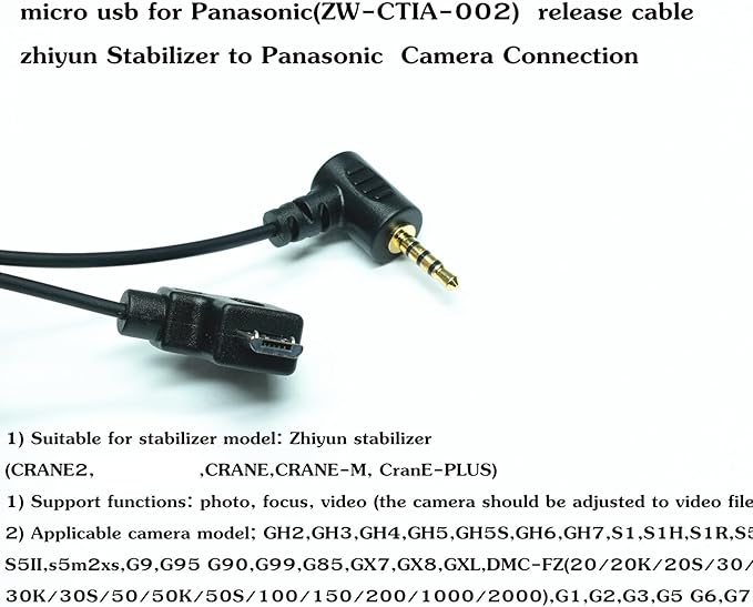 for Panasonic for zhiyun cable gh4 gh5 gh6 gh7 g9 s5 s5ii shutter cable crane2 / Crane-M /CRANE PLUS/crane Stabilizer Camera release cable Take pictures and record videos (micro usb to TRRS2.5 )
