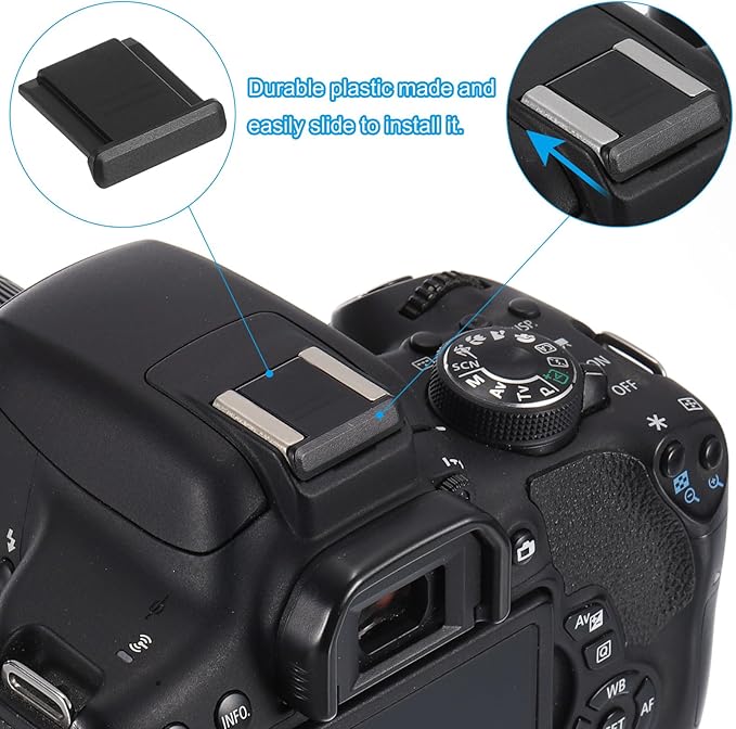 PATIKIL 19mm Universal Camera Hot Shoe Cover, 4 Pcs Hot Shoe Cap Protector for Nikon for Fujifilm for Pentax DSLR/SLR Camera, Black