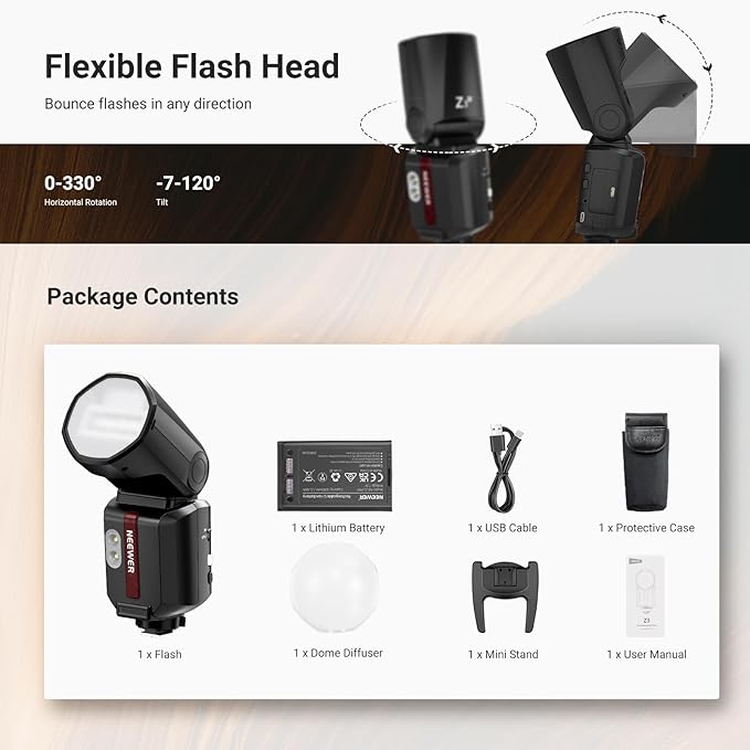 NEEWER 100Ws 2.4G TTL Hot Shoe Flash Speedlite Compatible with Fujifilm Cameras, Touch Screen, 1/8000s HSS, 2 Modeling Lamps, TTL/M Toggle, 3000mAh/500 Full Power Flash Studio Photography Light, Z3-F