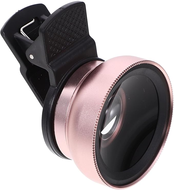 Gadpiparty Clip-on Phone Lens 37mm 0.45x Wide Angle and High-Definition Macro 2-in-1 Lens Attachment Universal for Smartphones and Tablets, Rose Gold
