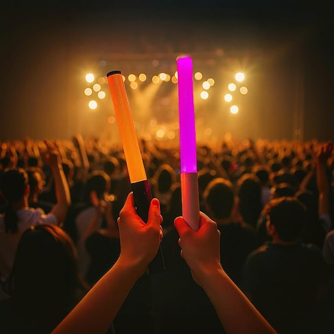 LED Glow Sticks Reusable Glow Party Favor Supplies Multicolor Light Up Stick Idol Concert LED Flashing Bright Glow Lightsticks for Wedding, Birthday, Raves, Concert, Halloween, Christmas (White-2Pack)