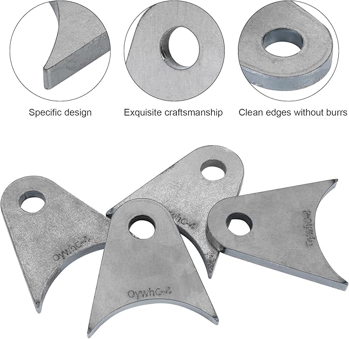 Weld on Tabs, Steel shock mounts, Universal Weld on Tabs Axle Mount with a 1/2" Hole. 2-11/16" Height, 2-4/9" Wide, 1/4" Thick Pack Of 4 Tabs Steel Mounting Bracket OywhC-4