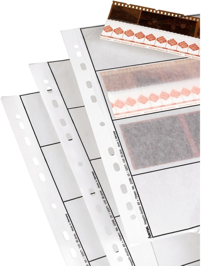 Hama 2256 Negative File Storage Sleeves, Each Holding 4 Strips of 4 (24 x 36 mm) Frames, Glassine (Pack of 25)