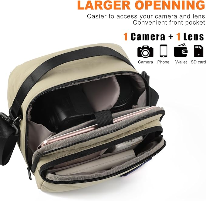 TULLIO Besnfoto Camera Bag Small Purse Crossbody Camera Shoulder Case Waterproof Canvas Cute Compact Photography Bag for Mirrorless DSLR SLR