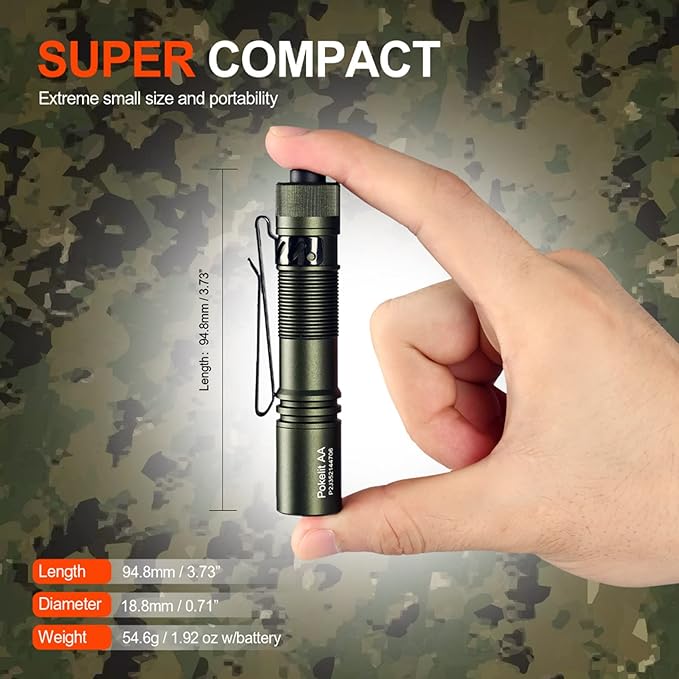 ACEBEAM Pokelit AA Rechargeable Mini Flashlight with Clip, 550 High Lumens Pocket EDC Flashlight, Super Bright Small Flashlight, 90+ High CRI Led Flashlight for Camping,Hiking,Everyday Use(Dark Green)