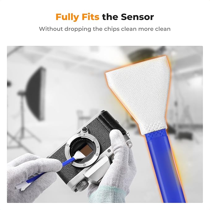 K&F CONCEPT 2-1 16mm APS-C Frame Sensor Cleaning Swab, Viewfinder Cleaning Swab, with 20ml Sensor Cleaner, DSLR Camera CMOS and CCD Sensor Cleaning Swab Kits Compatible with Nikon Sony Canon Camera