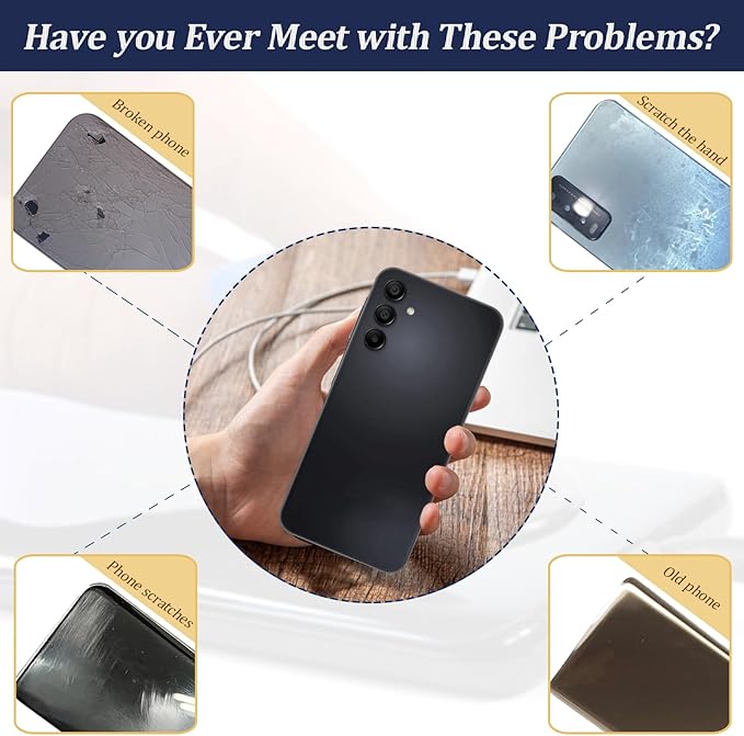 YWLRONG for Samsung Galaxy A15 Back Glass Replacement for Samsung Galaxy A15 5G A156U A15 4G A155U Rear Glass Replacement Battery Cover Housing Door Accessories Parts with Repair Tools (Black)