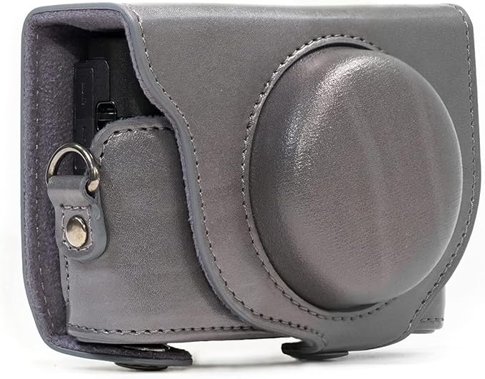 MegaGear MG680 Ever Ready Leather Camera Case compatible with Sony Cyber-shot DSC-RX100 VI, DSC-RX100 V, DSC-RX100 IV, DSC-RX100 III - Gray