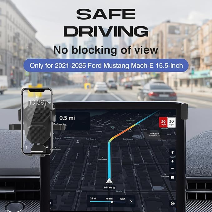 Car Phone Holder for 2021-2025 Ford Mustang Mach-E Accessories,Adjustable GPS Mach-E Cell Phone Mount ONLY for 15.5-inch Screen,Hands-Free Ultra Stable Air Ven Phone Stand Anti-Shake