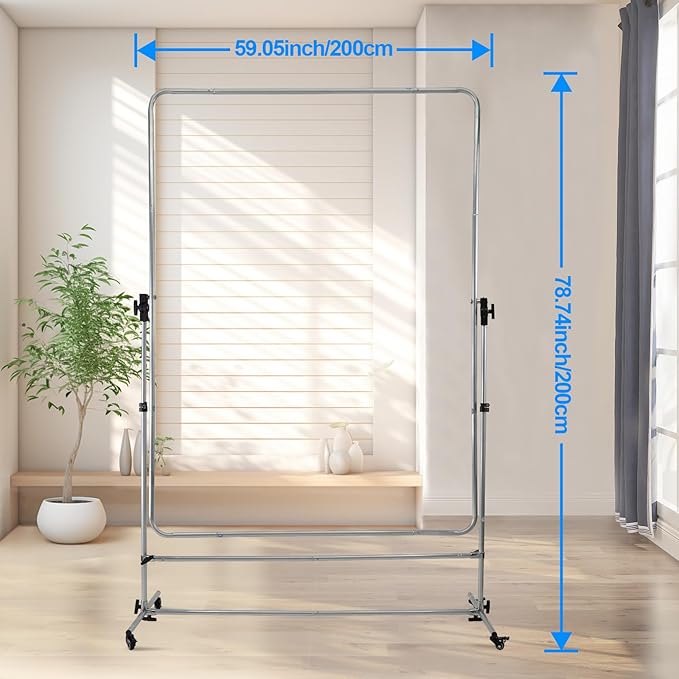 Photography Light Diffuser 79x59inch with Translucent, High-grade black cloth, 360° Rotatable Frame and 7-10 Feet Height Adjustable Support Stand with four Casters for Photo Video Shooting