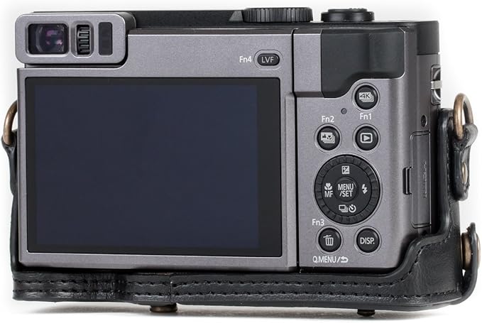 MegaGear MG1258 Ever Ready Leather Camera Case compatible with Panasonic Lumix DC-ZS80, DC-ZS70, DC-TZ95, DC-TZ90 - Black