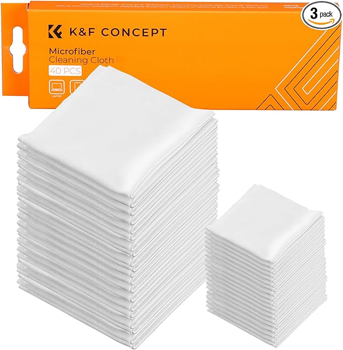 K&F CONCEPT 3 Pack Microfiber Cleaning Cloths, 6x6in Glasses Cleaning Cloths, Premium Camera Lens Cloth for Photography, Glasses, Screens & More